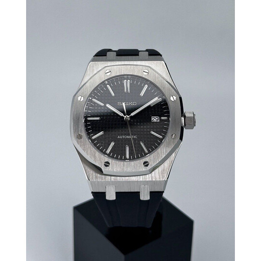 Custom Seiko Mod • Black Silver AP • 42mm